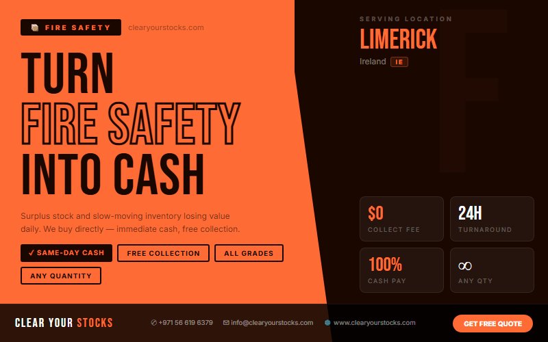 Fire Safety Dead Stock Buyers Near Limerick, Ireland — Free Collection Anywhere