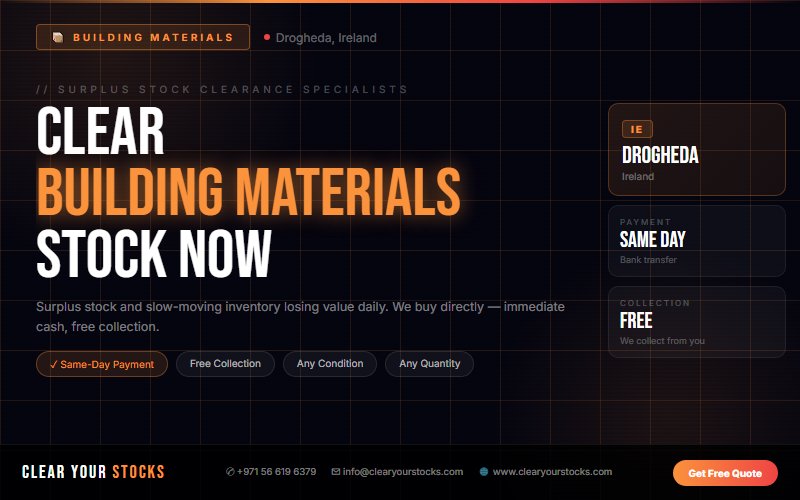 How to Sell Surplus Building Materials Stock in Drogheda, Ireland and Get Paid the Same Day