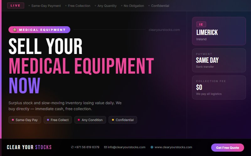 Limerick, Ireland Surplus Medical Equipment Stock Buyers — Fair Price, Fast Collection