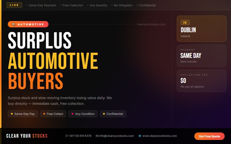 Best Dead Stock Buyers in Ireland for Automotive — 2026