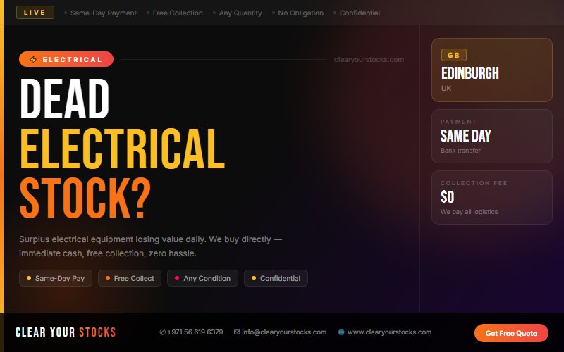 Electrical Inventory Liquidation in Edinburgh, UK — Best Rates, Fast Payment