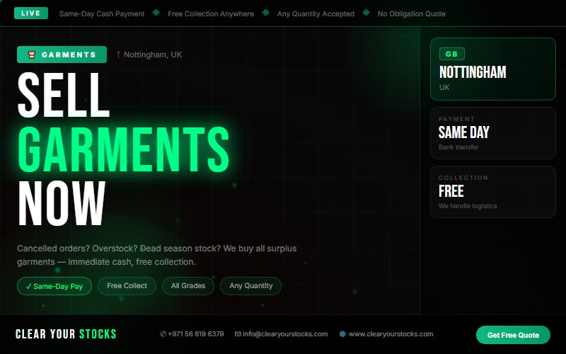 How to Sell Surplus Garments Stock in Nottingham, UK and Get Paid the Same Day