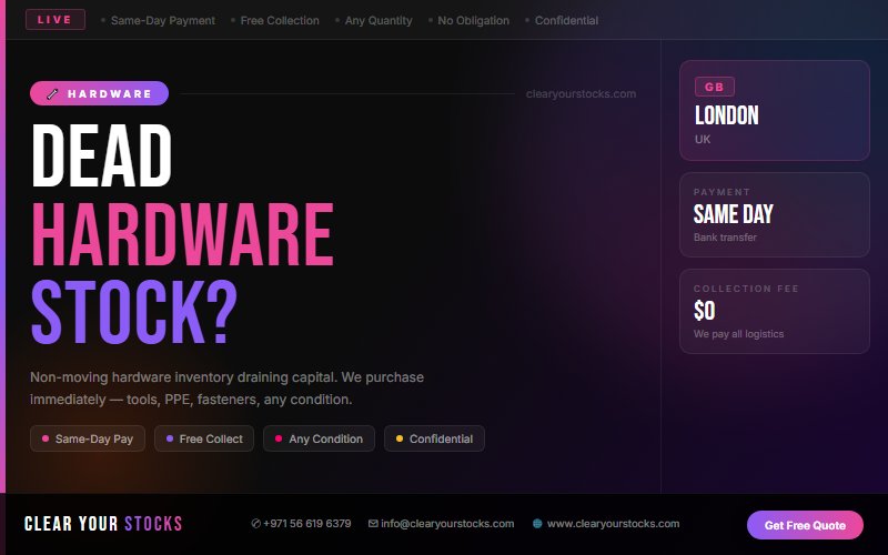 We Are Buying Hardware Surplus Stock in London, UK Right Now