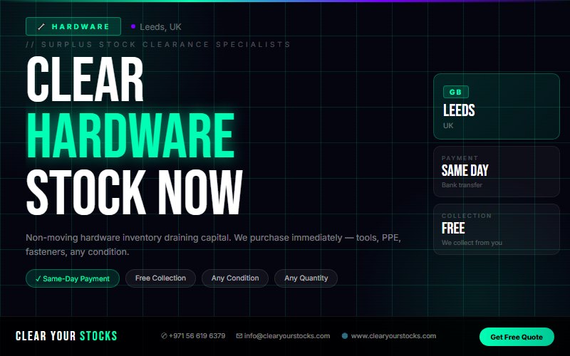 Sell Non-Moving Hardware Inventory in Leeds, UK — Same Day Payment