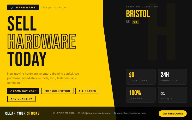 Non-Moving Hardware Stock in Bristol, UK? Clear Your Stocks Buys It Today