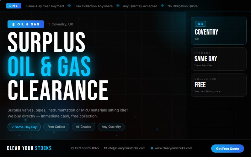 Coventry, UK Warehouse Full of Unsold Oil & Gas? We Clear It Fast
