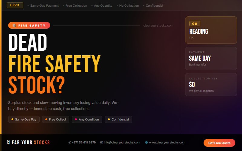 Fastest Fire Safety Stock Clearance in Reading, UK — Any Condition, Any Quantity