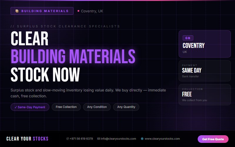 Building Materials Dead Stock Buyers Near Coventry, UK — Free Collection Anywhere