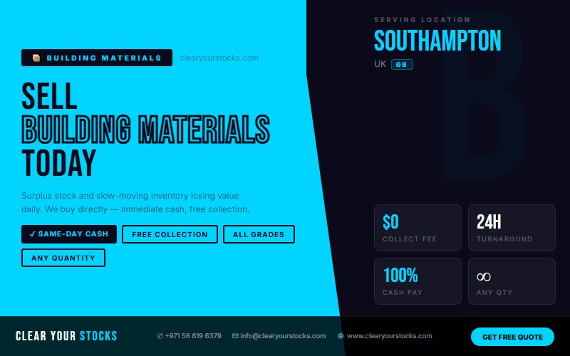 We Are Buying Building Materials Surplus Stock in Southampton, UK Right Now