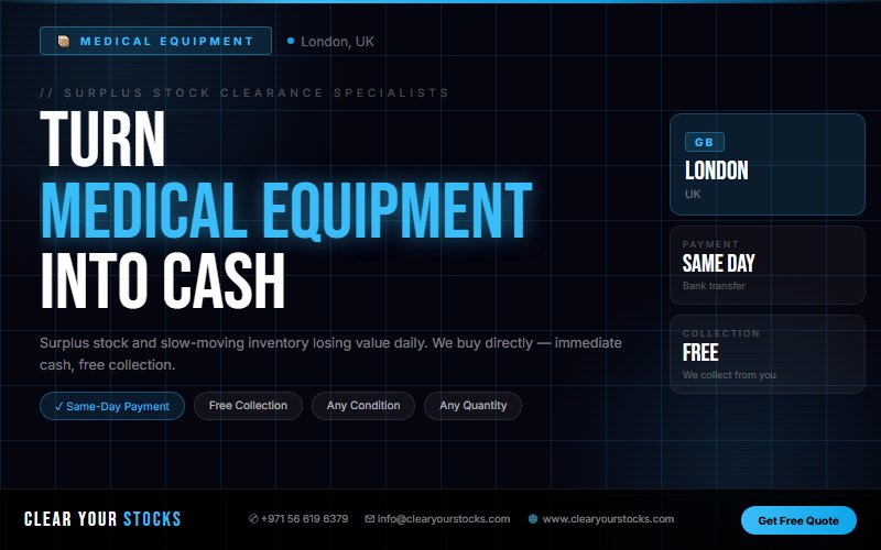 Unsold Medical Equipment Stock Buyers in London, UK — Recover Your Capital Today