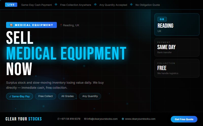 Excess Medical Equipment in Reading, UK? We Buy Any Quantity with Immediate Payment