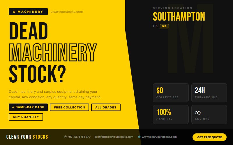 Stop Losing Money on Dead Machinery Stock in Southampton, UK — Act Now