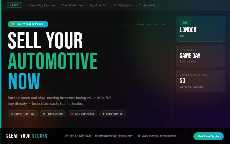Surplus Automotive Buyers in London, UK — Immediate Payment Any Quantity