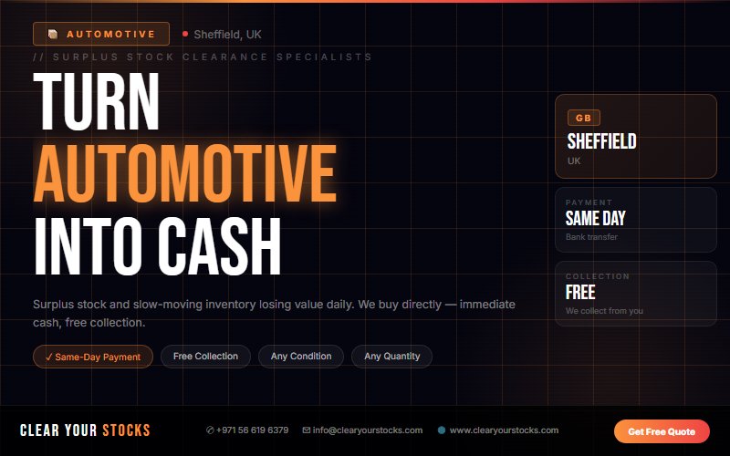 Automotive Stock Clearance Buyers in Sheffield, UK — Any Condition Accepted