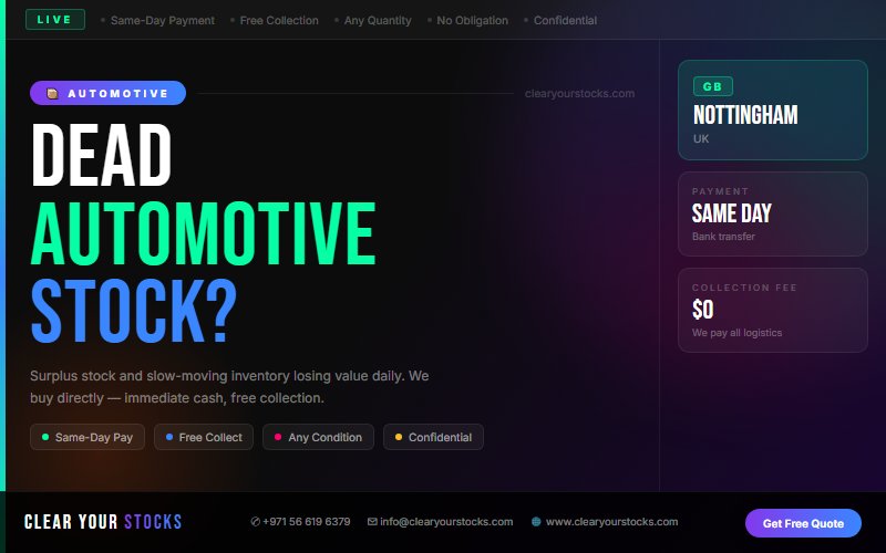 Non-Moving Stock Buyers UK — Automotive | Nottingham, UK Same Day Pay