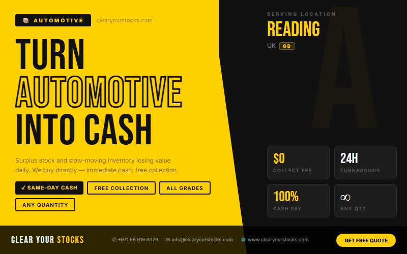 Automotive Dead Stock Buyers Near Reading, UK — Free Collection Anywhere