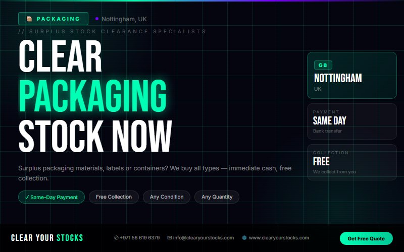 Sell Non-Moving Packaging Inventory Near Nottingham, UK — Instant Cash Payment