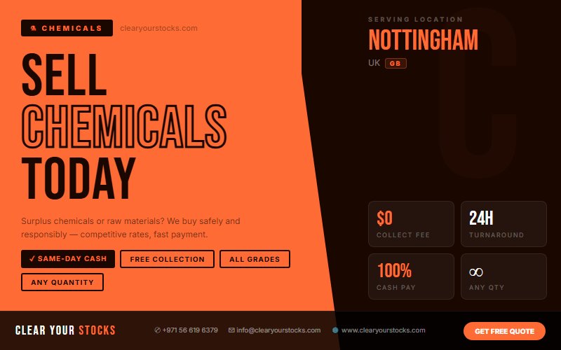 Excess Chemicals in Nottingham, UK? We Buy Any Quantity with Immediate Payment