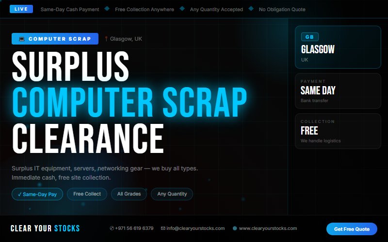 Your Computer Scrap Inventory Is Losing Value in Glasgow, UK — Sell It Today