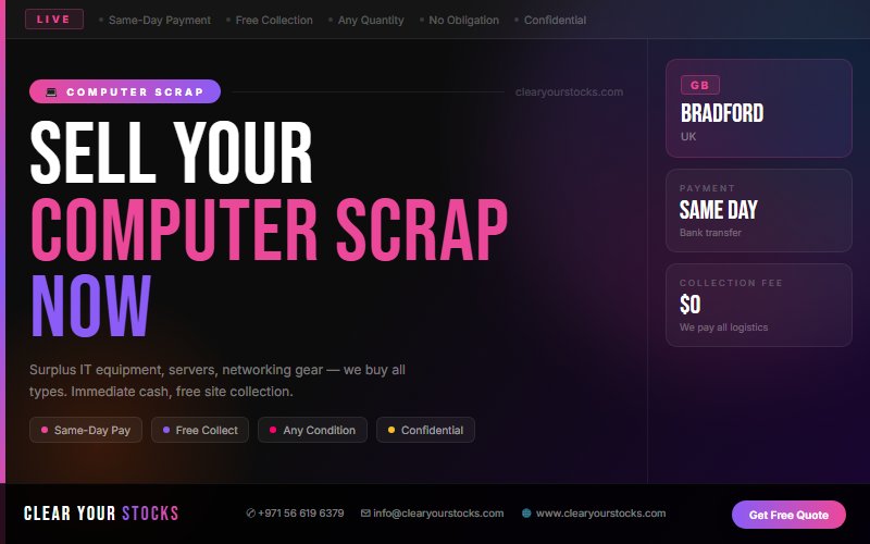 Looking for Dead Computer Scrap Stock Buyers Near Bradford, UK? Contact Us Today
