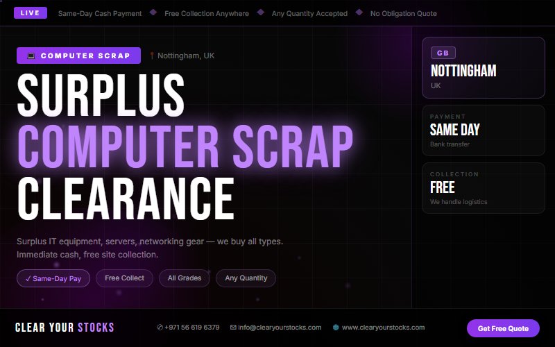 Get Immediate Cash for Your Surplus Computer Scrap Stock in Nottingham, UK Today