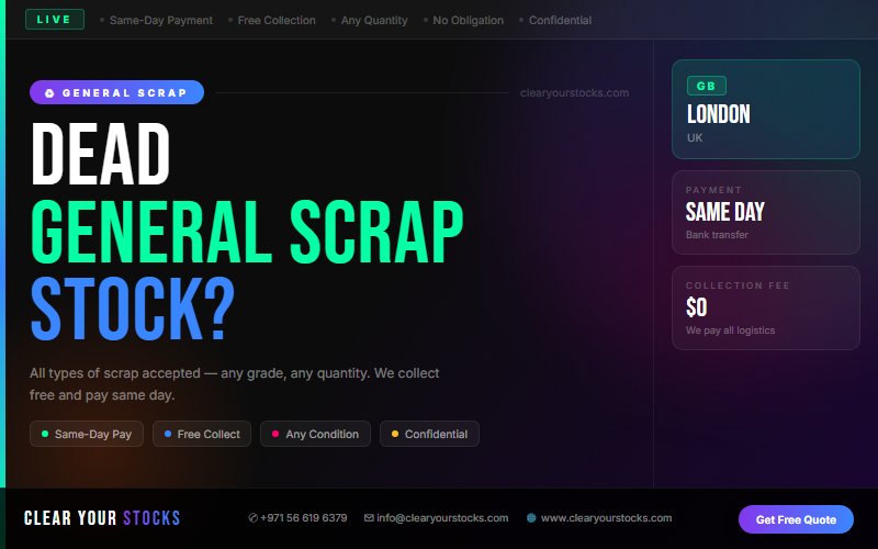 Unsold General Scrap Stock Buyers in London, UK — Recover Your Capital Today