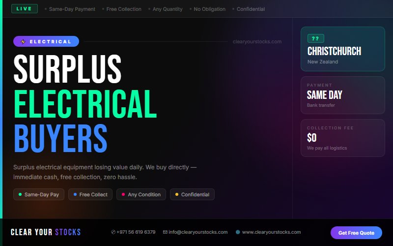Get Immediate Cash for Your Surplus Electrical Stock in Christchurch, New Zealand Today