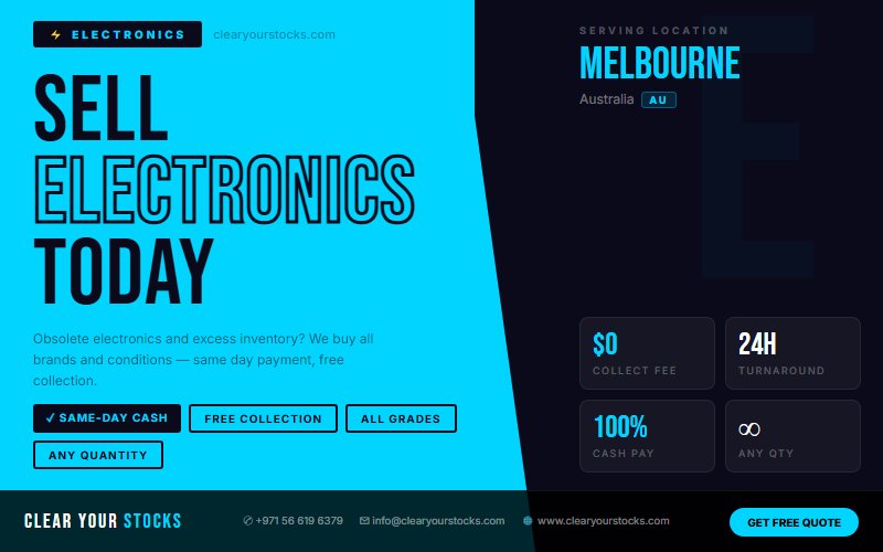Overstock Electronics in Melbourne, Australia? Sell It Today for Immediate Cash