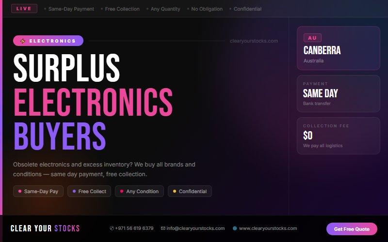 Fastest Electronics Stock Clearance in Canberra, Australia — Any Condition, Any Quantity