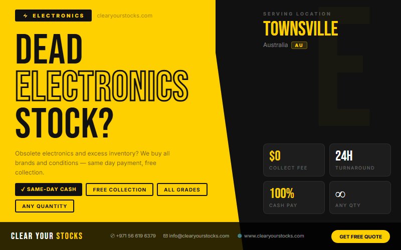 Non-Moving and Obsolete Electronics Inventory in Townsville, Australia — Sell It Fast
