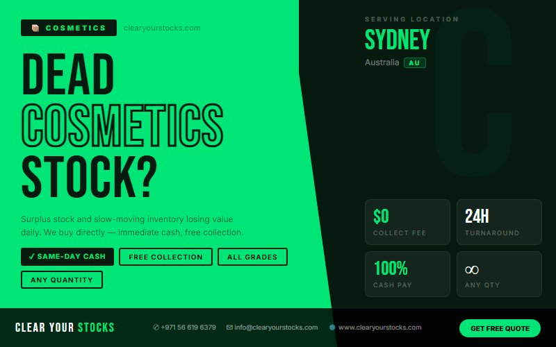 Non-Moving Cosmetics Stock Buyers in Australia — Serving Sydney, Australia and Beyond