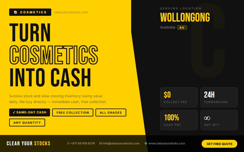Liquidate Your Cosmetics Stock in Wollongong, Australia — Clear Your Stocks Pays Same Day