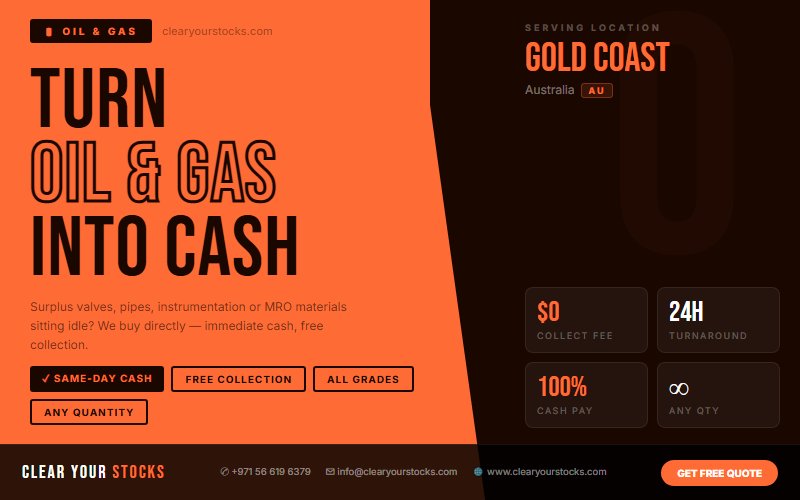Non-Moving and Obsolete Oil & Gas Inventory in Gold Coast, Australia — Sell It Fast