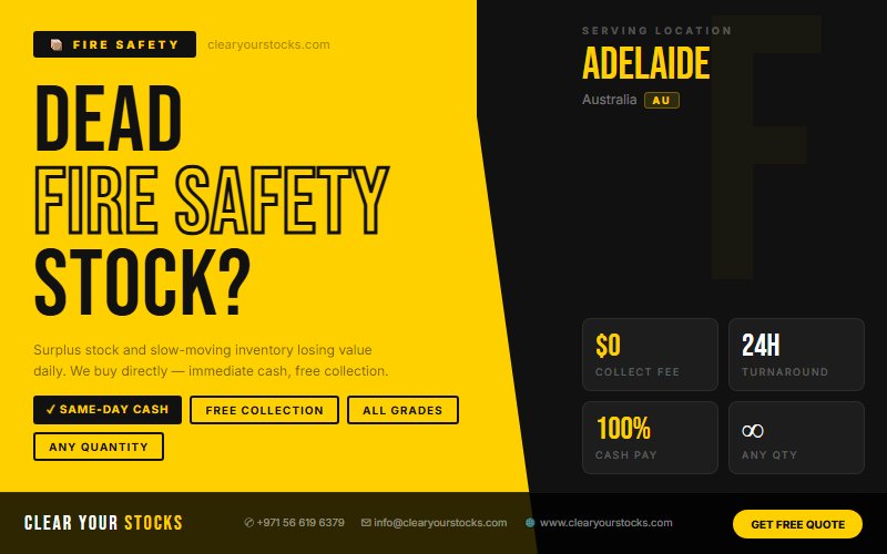 Dead Stock Buyers Near Adelaide, Australia — Fire Safety Clearance with Same Day Pay