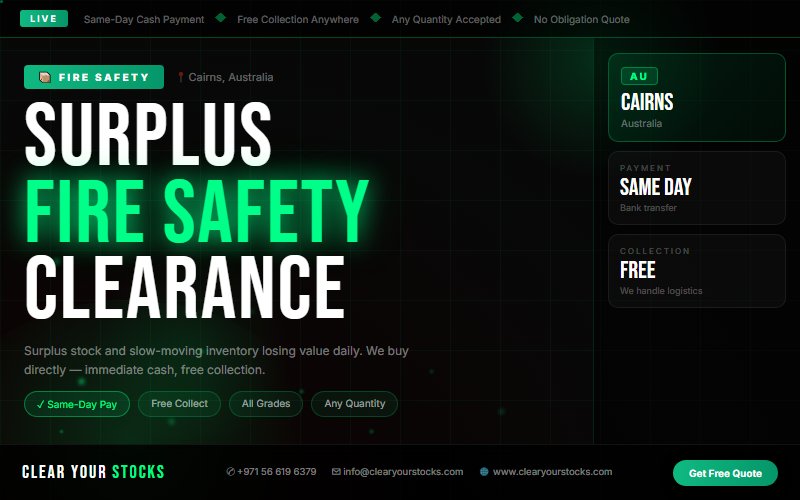 Immediate Cash Offer for Fire Safety Dead Stock in Cairns, Australia
