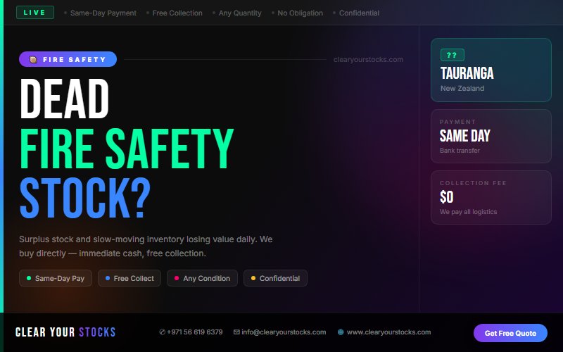Sell Non-Moving Fire Safety Inventory Near Tauranga, New Zealand — Instant Cash Payment
