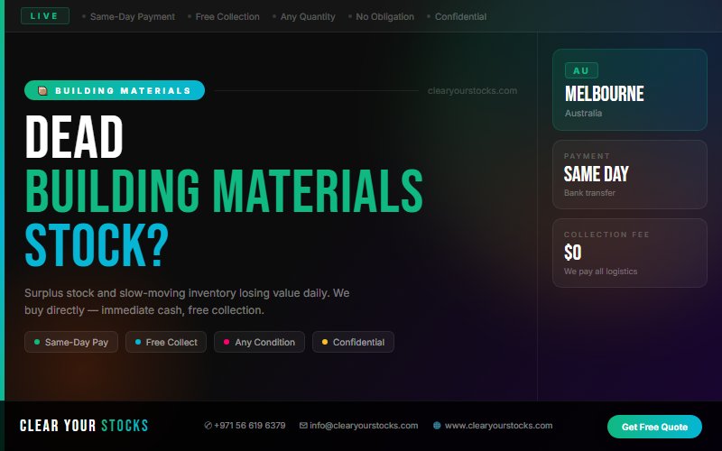 Looking for Dead Building Materials Stock Buyers Near Melbourne, Australia? Contact Us Today