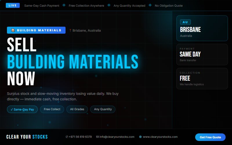 Surplus Building Materials Buyers in Brisbane, Australia — Immediate Payment Any Quantity