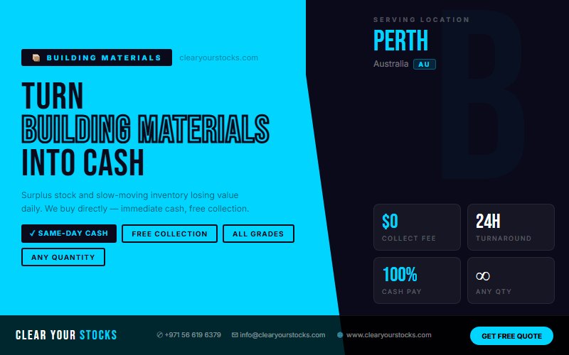 Nearest Building Materials Dead Stock Buyer in Perth, Australia — Clear Your Stocks