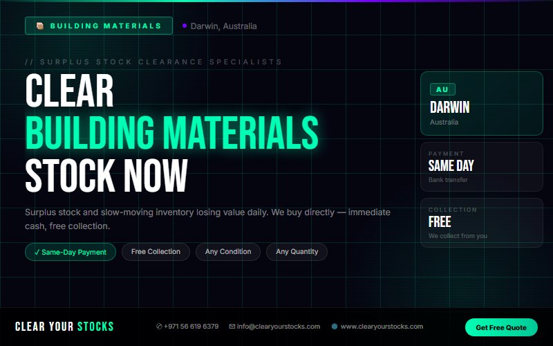 Surplus Building Materials Buyers Across Australia — Based Near Darwin, Australia