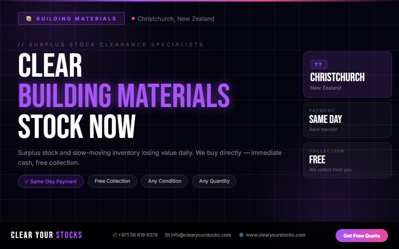 Overstock Building Materials Buyers New Zealand — Clear Your Christchurch, New Zealand Warehouse Today