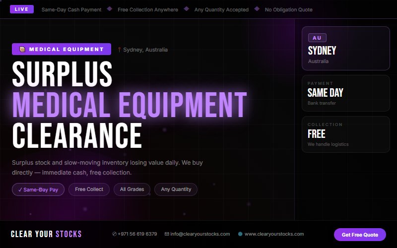 Fastest Medical Equipment Stock Clearance in Sydney, Australia — Any Condition, Any Quantity