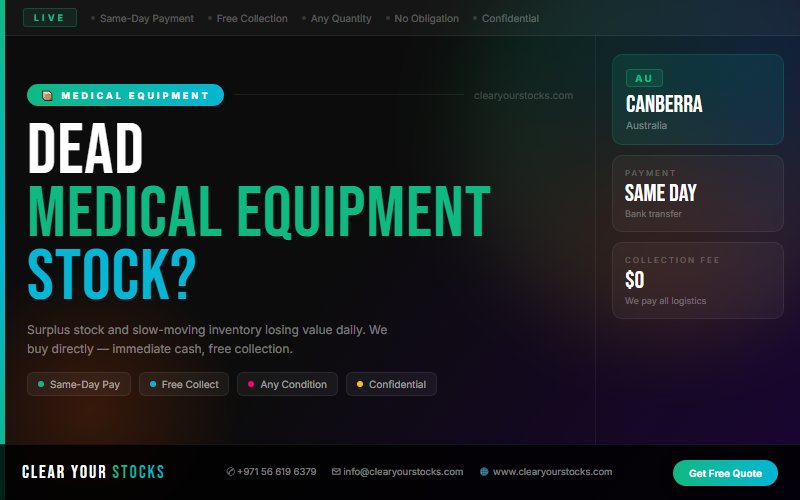 Sell Your Excess Medical Equipment Materials in Canberra, Australia — Quick Fair Payment