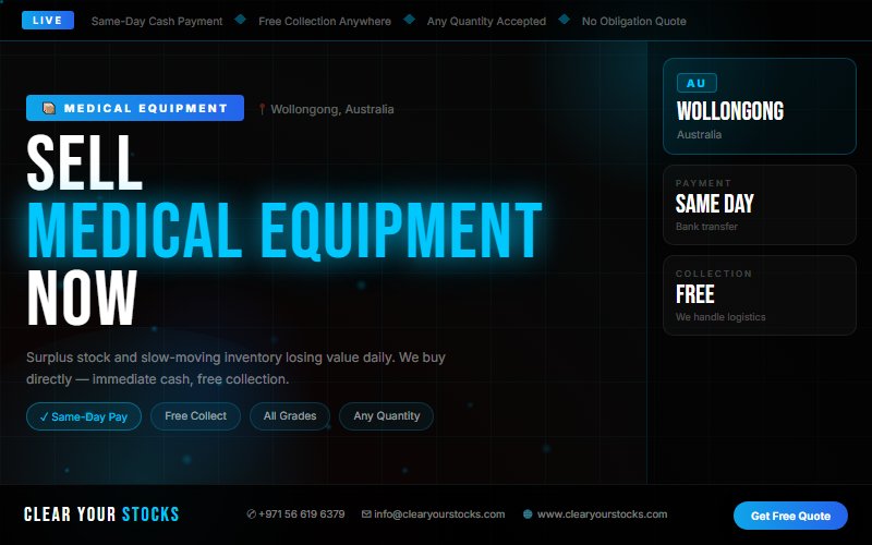 Liquidate Your Medical Equipment Stock in Wollongong, Australia — Clear Your Stocks Pays Same Day