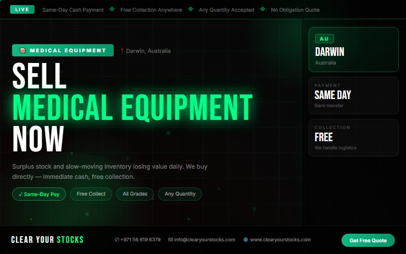 Non-Moving Medical Equipment Stock Buyers in Australia — Serving Darwin, Australia and Beyond