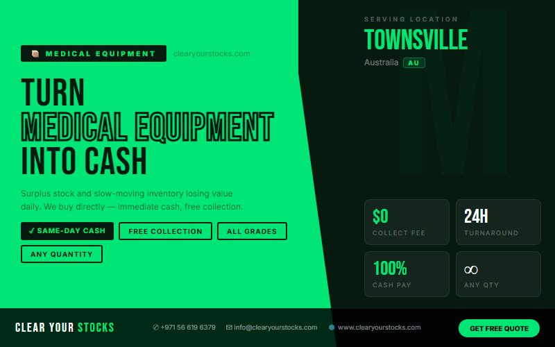Surplus Medical Equipment Buyers Across Australia — Based Near Townsville, Australia