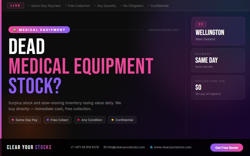 Non-Moving Medical Equipment Stock in Wellington, New Zealand? Clear Your Stocks Buys It Today