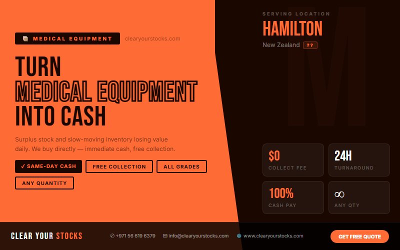 Convert Your Medical Equipment Warehouse Surplus in Hamilton, New Zealand to Cash Today