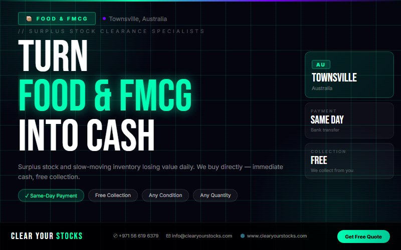 We Purchase Food & FMCG Dead Stock in Townsville, Australia — Free Collection, Instant Pay