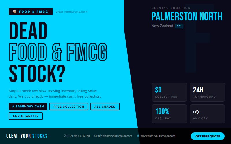 Nearest Food & FMCG Dead Stock Buyer in Palmerston North, New Zealand — Clear Your Stocks
